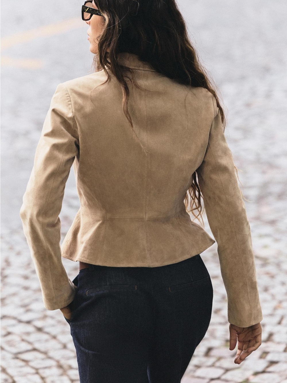 Zara LEATHER CROPPED BLAZER WITH SHOULDER PADS 3046/283/711 - Picture 7 of 7
